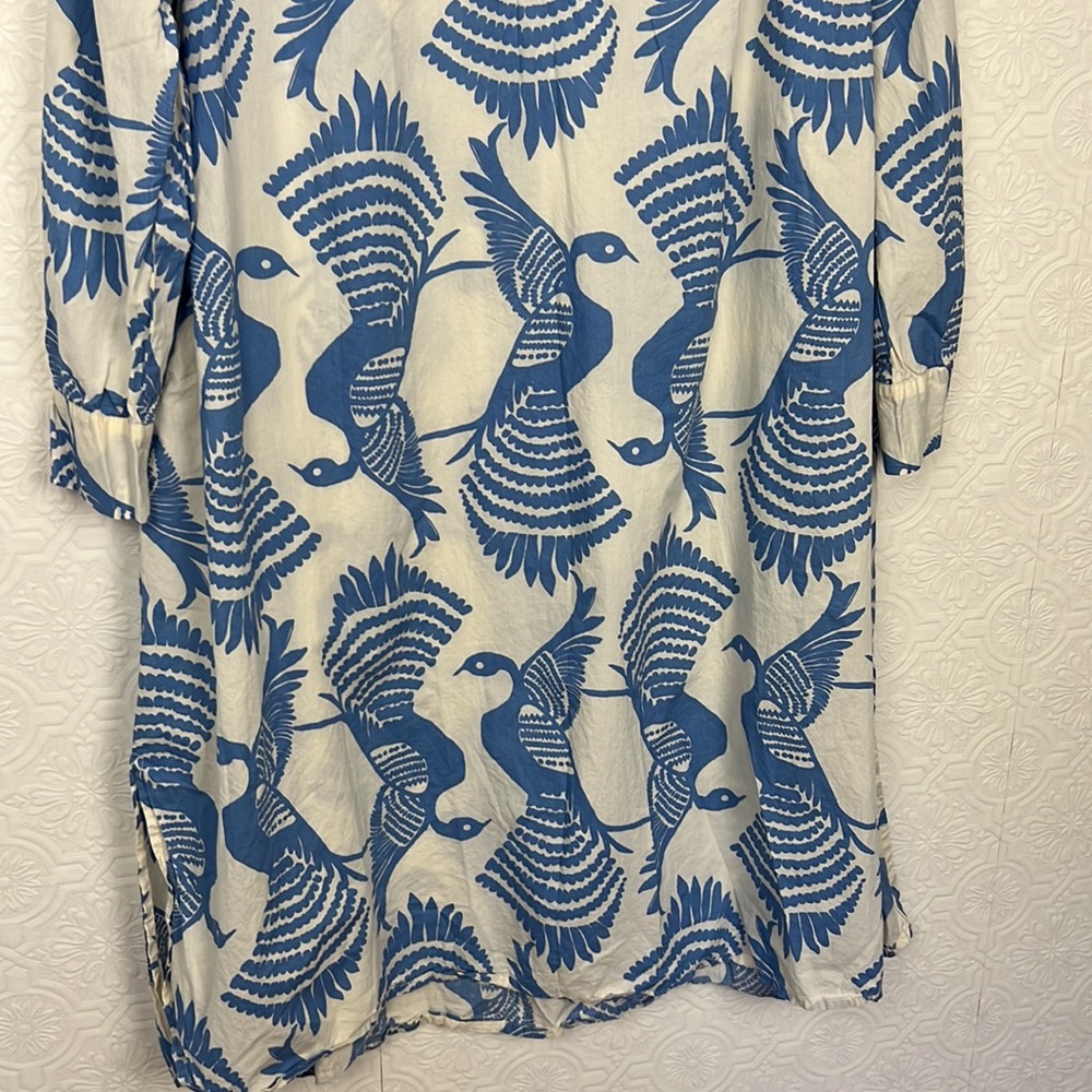 Masai Copenhagen Shirt Dress Relaxed Oversized Natmas Cotton Quiet Harbor Bird - Picture 9 of 12